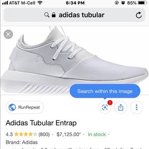 ADIDAS TUBULAR ENTRAP WHITE TENNIS SHOES